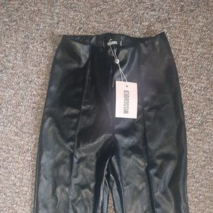 NEW MISSGUIDED Black Faux Leather Pintuck Leggings